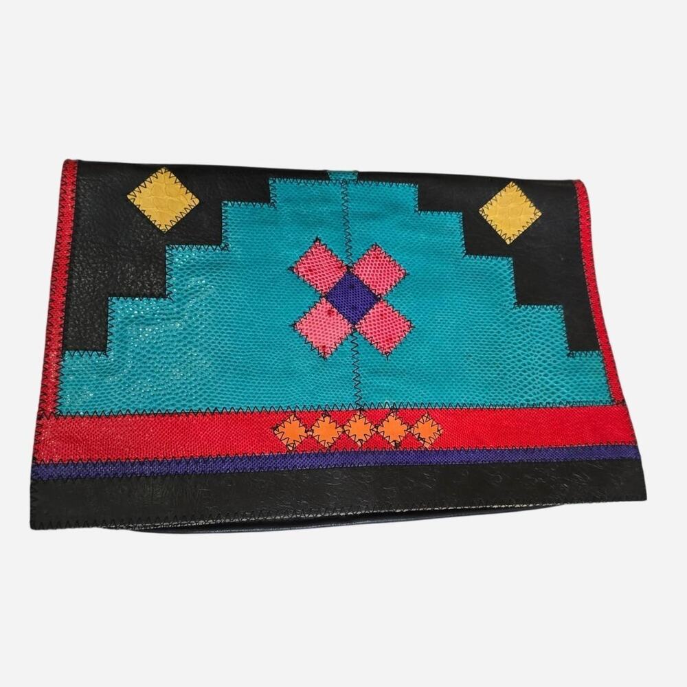 Rare 80s Furst & Mooney Exotic Patchwork Envelope Clutch